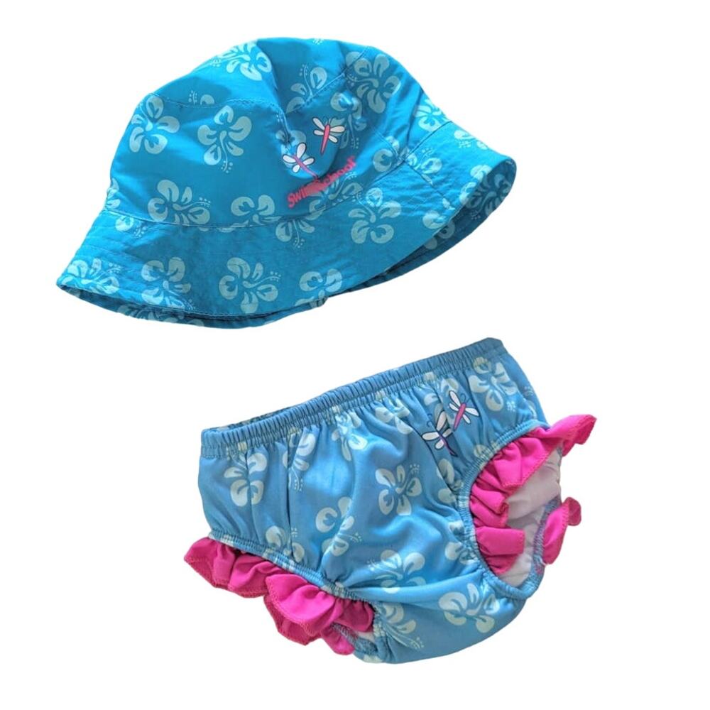 Toddler Girls Aqua SwimSchool Bottoms and Bucket Hat 18-24 Month